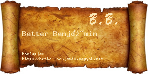 Better Benjámin névjegykártya
